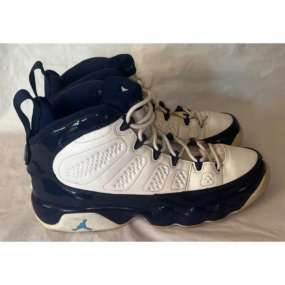 Nike Air Jordan 9 Retro GS UNC White Midnight Navy Youth 6.5Y 302359-145 Shoes